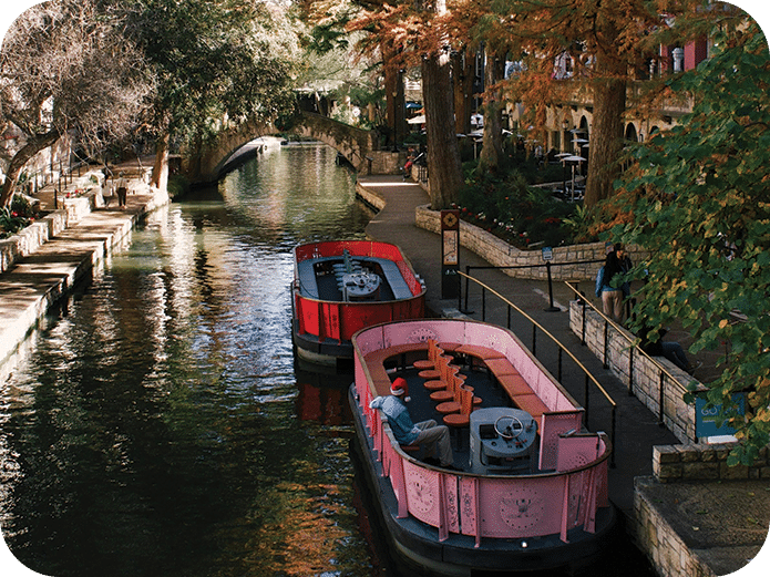 Boats in the San Antonio Riverwalk