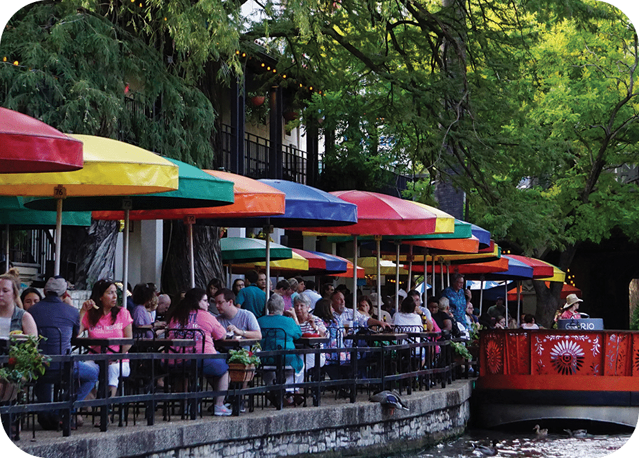 People dining on the San Antonio Riverwalk